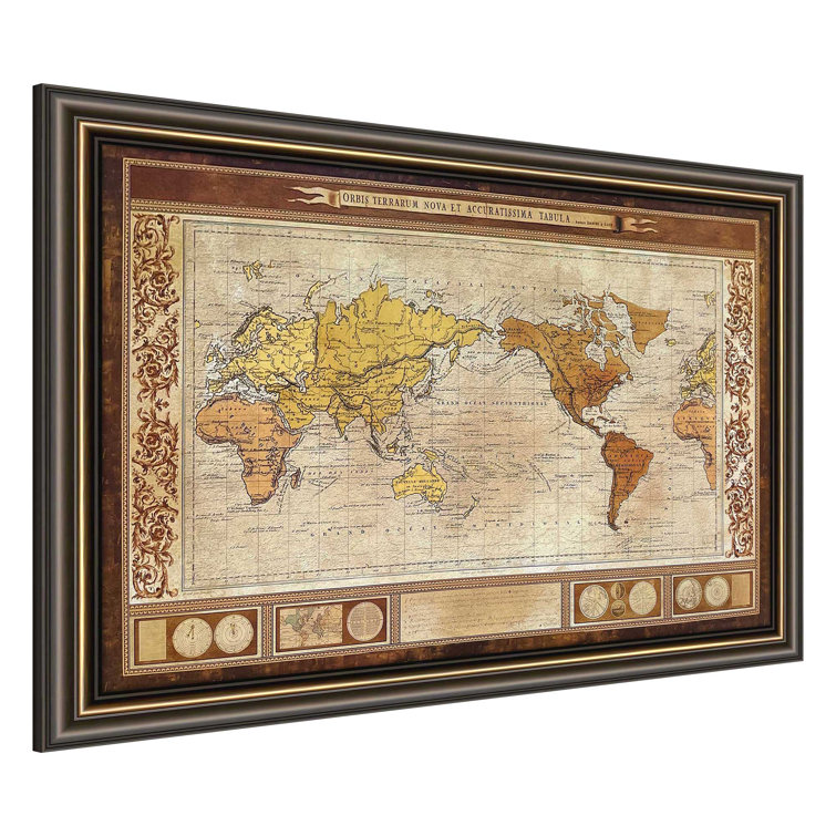 Red Barrel Studio® World Map Brown Framed On Paper Print Wayfair Canada